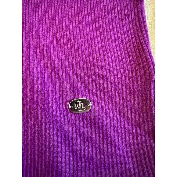 Lauren‎ Ralph Lauren Turtleneck Sweater Sz Medium stretchy knit Ribbed Purple * - Picture 3 of 6
